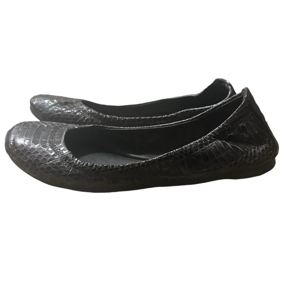 TORY BURCH Snakeskin Embossed Leather Eddie No Logo Ballerina Flats Size 5 - Picture 3 of 8
